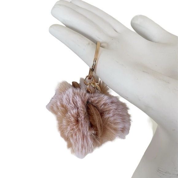 Fuzzy Brown Pom Pom Animal Keychain Accessory - Picture 9 of 14